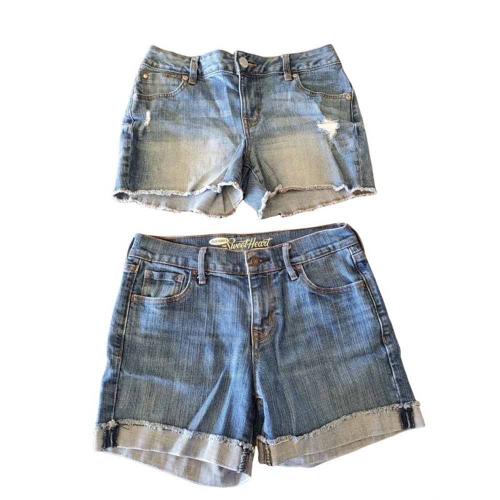 Maurices And Old Navy Shorts Lot 2 Womens Mid Rise Sweetheart Raw Hem Medium Was